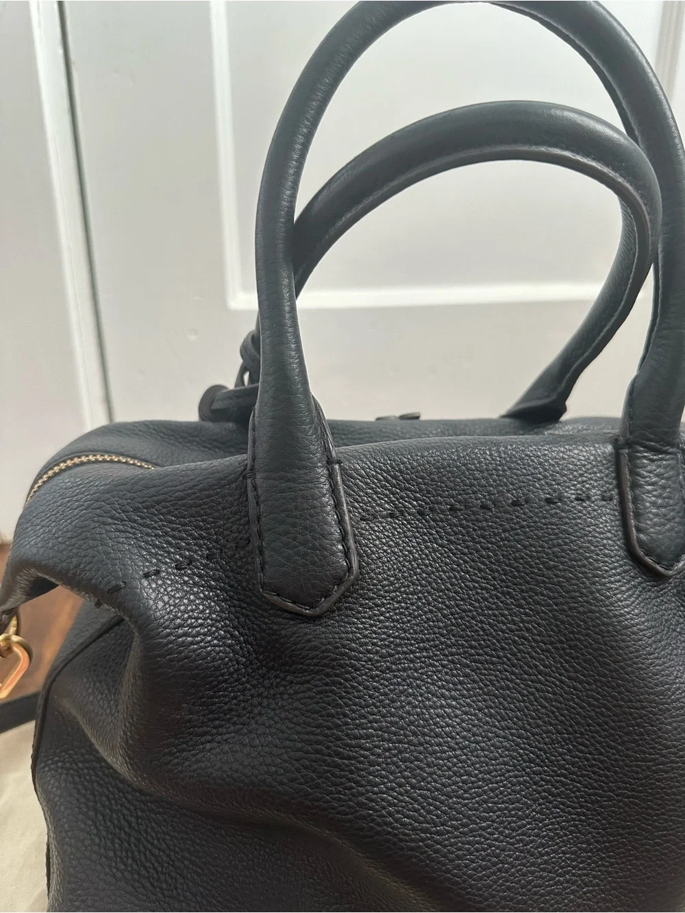 Tory Burch McGraw Pebbled Leather Slouchy Satchel Crossbody Bag Black
